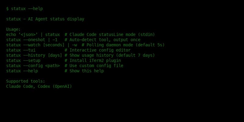Statux --help 命令帮助