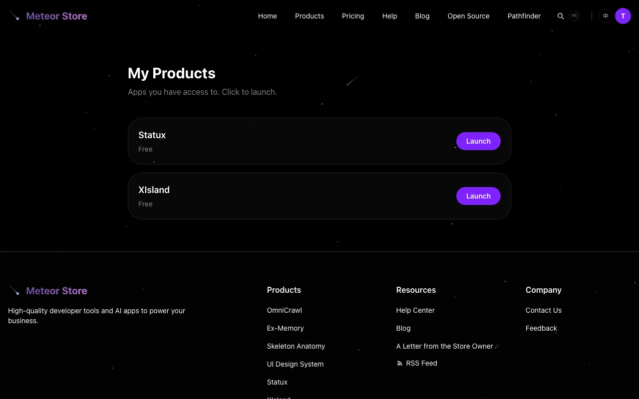 "My Products" page
