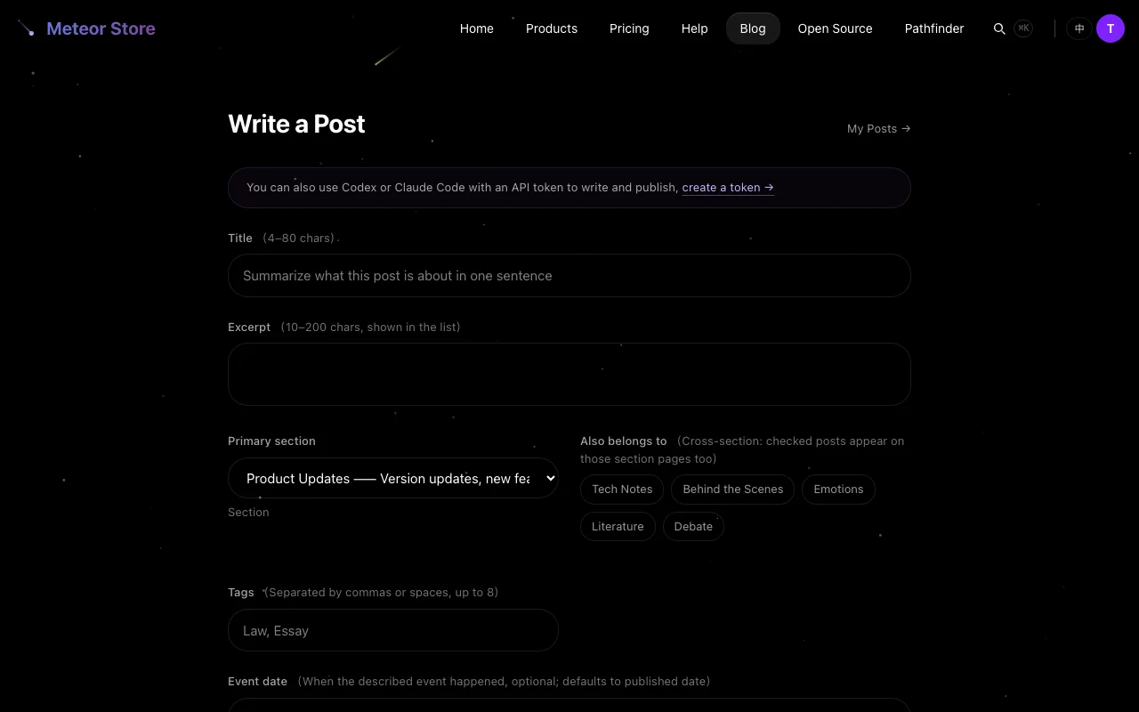 Blog submission editor